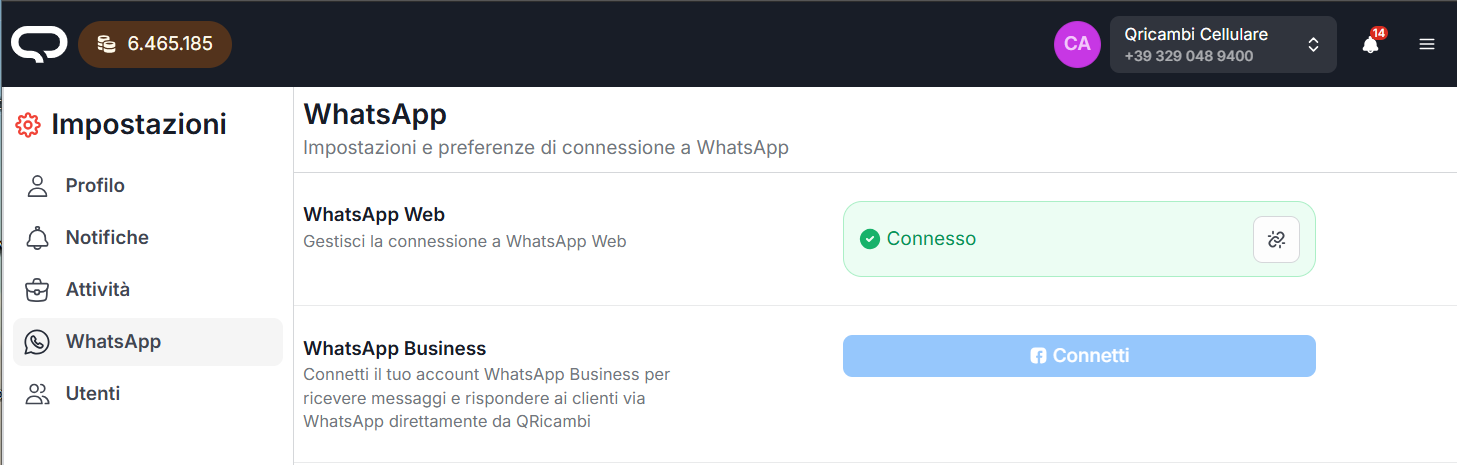 Collegamento whatsapp